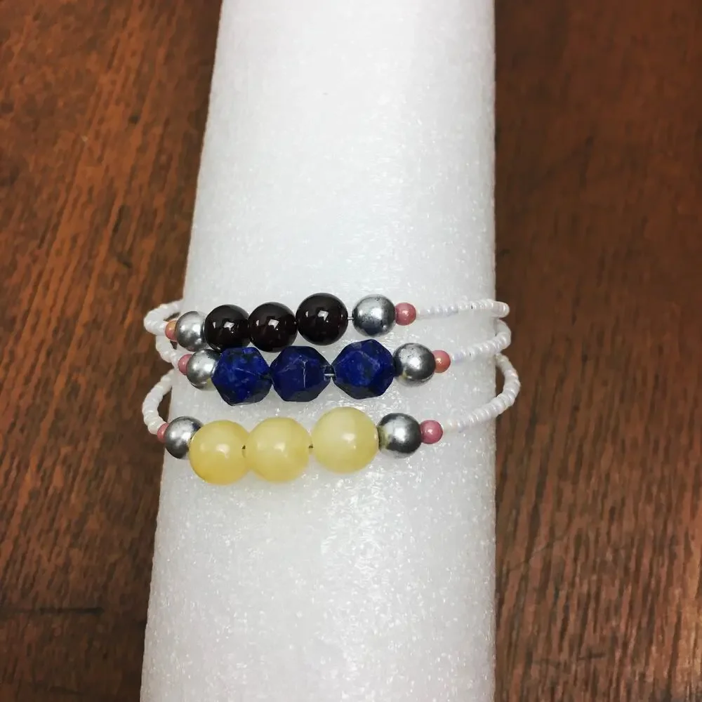 Artisan Made~Triple Strand Gemstone Bracelet